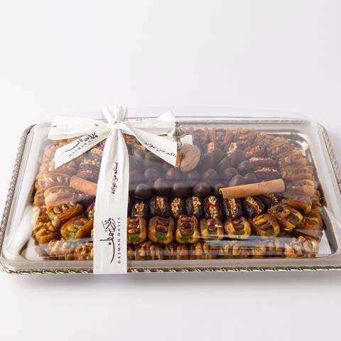 صينية فضية مع غطاء اكريليك - وسط