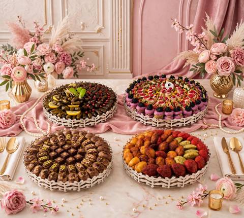 صواني فضية مزخرفة
