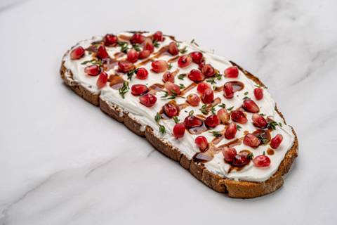 Toasted Tartine With  Pomegranate Labneh
