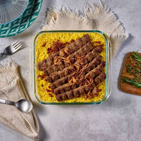 Lamb Kebab with Saffron Rice
