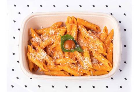 Penne Pasta With Pink Sauce & Parmesan Cheese