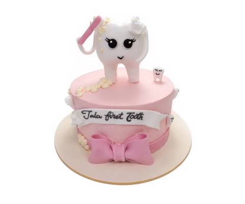 Baby Girl 1st Tooth Cake