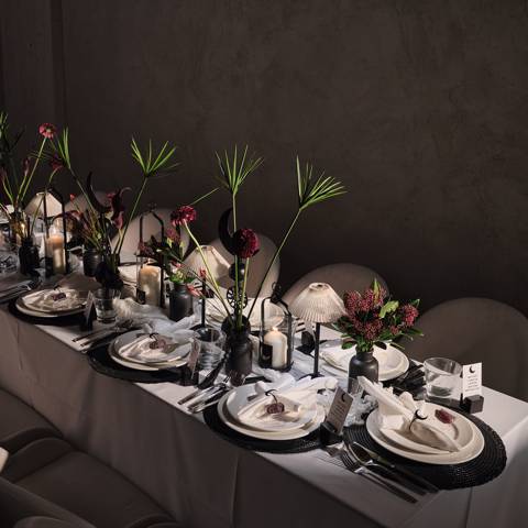 Black Velvet Table for 24 Persons