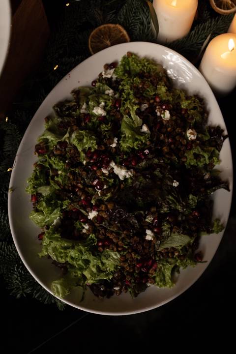 Crispy Lentil Feta Salad