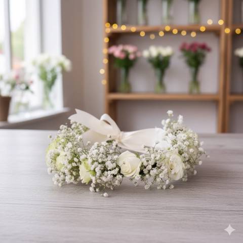 White Baby Rose Crown