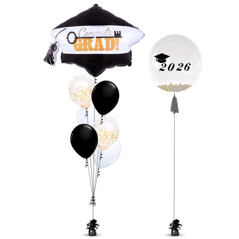 قبعة التخرج مع بالونات