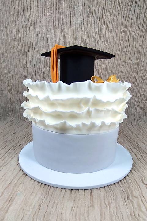 Grey Graduation Ruffle Cake