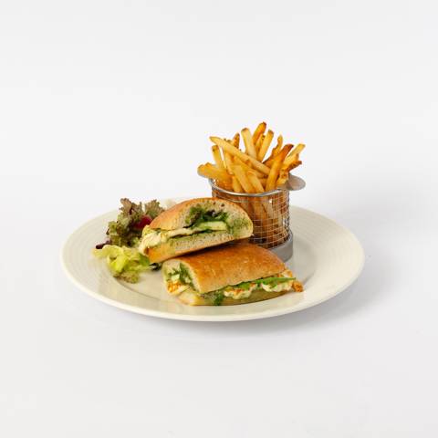 Halloumi Pesto with Mushroom Sandwich