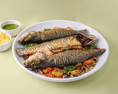 Potato Mushroom Sea Bass