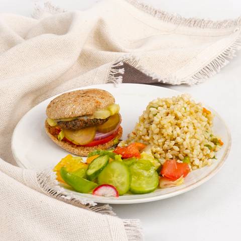 Lamb Cheese Burger Meal