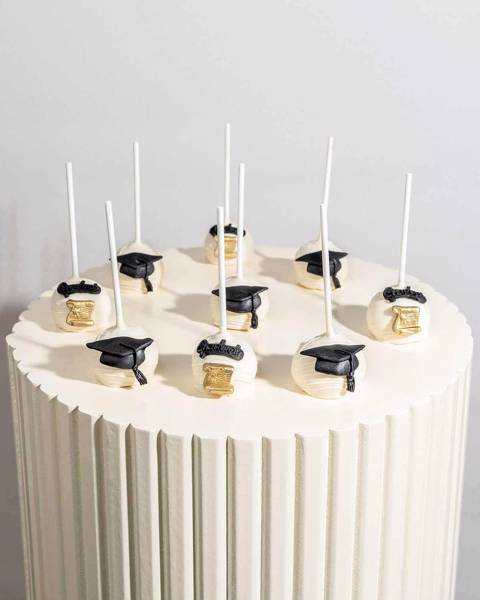 White Chocolate Graduation Cake Pops