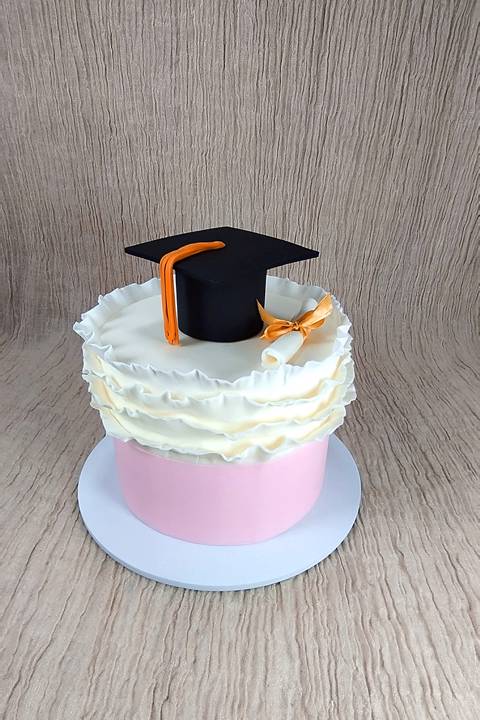 Pink Graduation Ruffle Cake