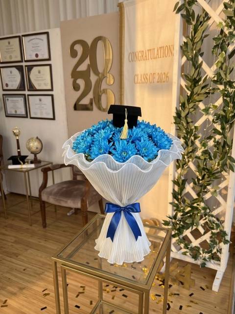 Tour Grad Bouquet- White & Blue