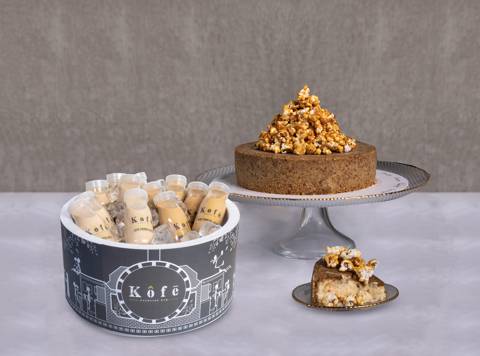 Upside Down Caramel Popcorn Cheesecake Party Pack