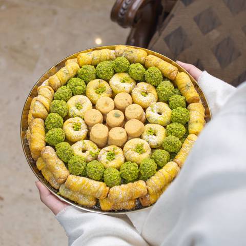 Arabic Sweets in Medium Gold Tray