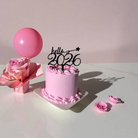 Hello 2026 Pink Cake