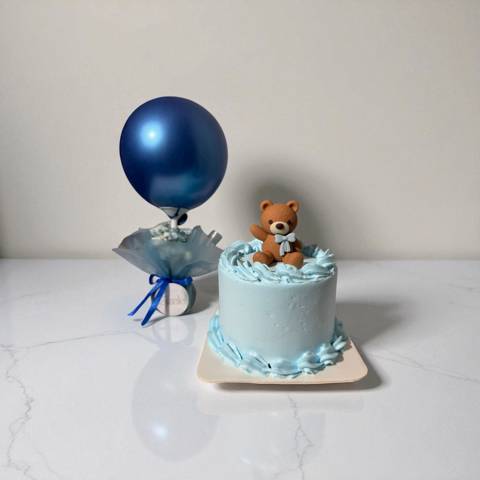Teddy Bear Blue Cake