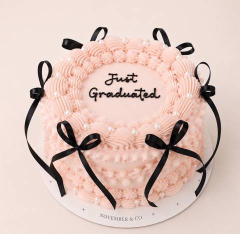 Pink Graduation Cake with Bow