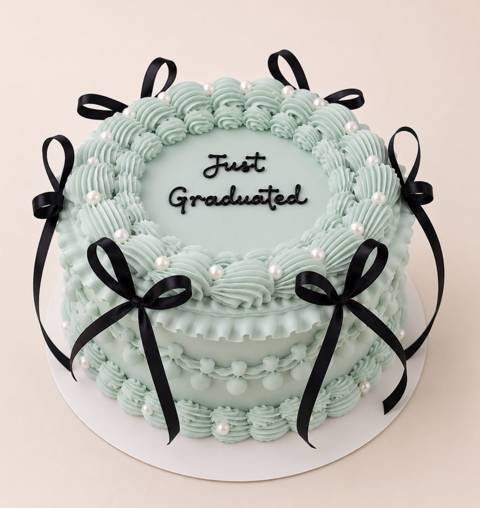 Blue Graduation Cake with Bow