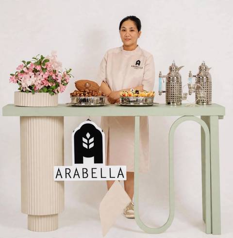 Green & Beige Hospitality Table for 30 Persons